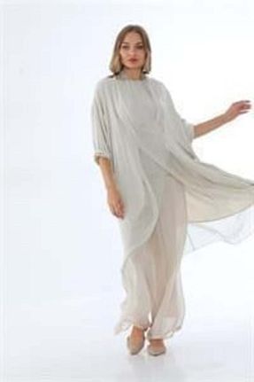 کیمونو و کافتان بژ زنانه ابریشم Bohem Stil - کد 813552897