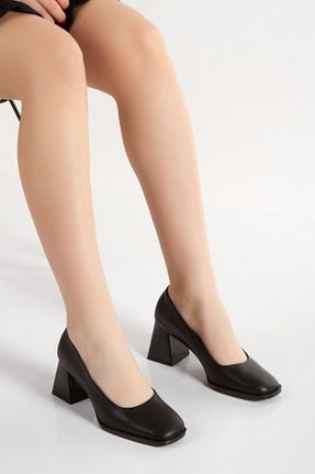 کفش پاشنه بلند کلاسیک مشکی زنانه چرم خالص elvinshoes - کد 931167745