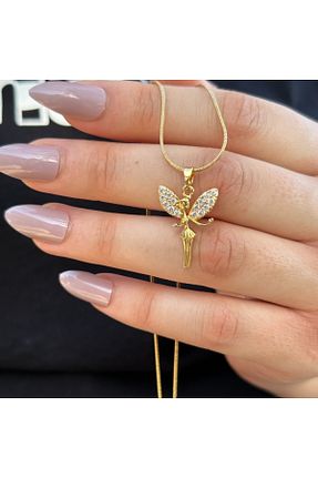 گردنبند استیل ( فولاد ) زرد زنانه استیل (فولاد) VELMORIA - کد 897393896