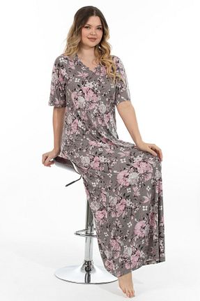 لباس شب سایز بزرگ طوسی زنانه گلدار Etoile - کد 650080461