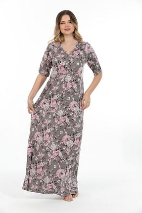 لباس شب سایز بزرگ طوسی زنانه گلدار Etoile - کد 650080461