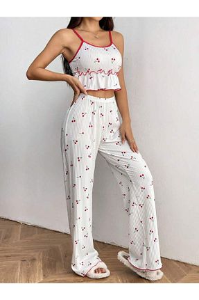 ست لباس راحتی سفید زنانه طرح دار GAZANİGA - کد 937708186