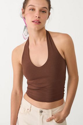 بلوز قهوه ای زنانه ساده VODENS - کد 835477116