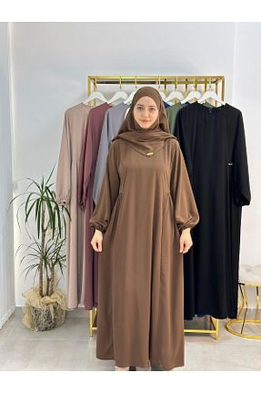 لباس حجاب قهوه ای زنانه اورسایز R&S modibone - کد 818700695