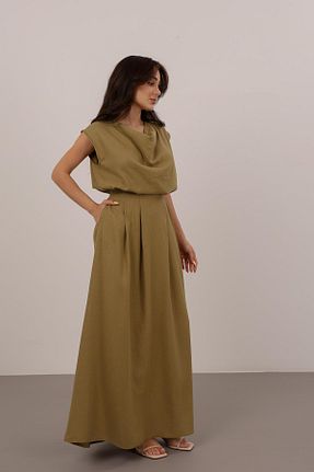 ست بالاتنه و پائین تنه خاکی زنانه بافتنی FACETTE - کد 937734405