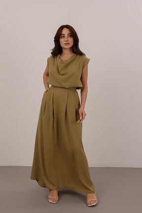 ست بالاتنه و پائین تنه خاکی زنانه بافتنی FACETTE - کد 937734405