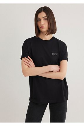 تیشرت مشکی زنانه یقه دوچرخه Mavi - کد 355894678