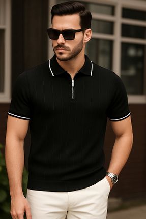 تیشرت مشکی مردانه یقه پولو LC Waikiki - کد 937776376