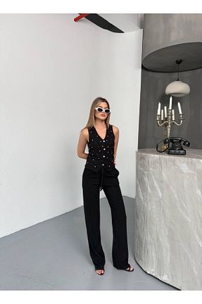 ست بالاتنه و پائین تنه مشکی زنانه بافتنی timagna - کد 937782659