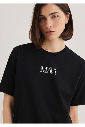 تیشرت مشکی زنانه یقه دوچرخه Mavi - کد 669541892