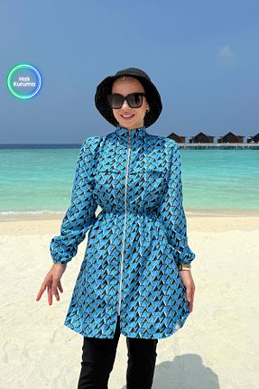 مایو حجاب آبی زنانه چاپی Ka Hijab - کد 933665118