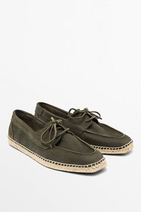 کفش اسپادریل سبز مردانه چرم خالص Massimo Dutti - کد 937847564