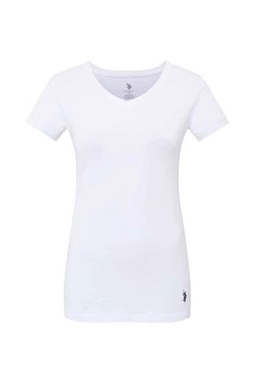 تیشرت سفید زنانه یقه هفت U.S. Polo Assn. - کد 937866392