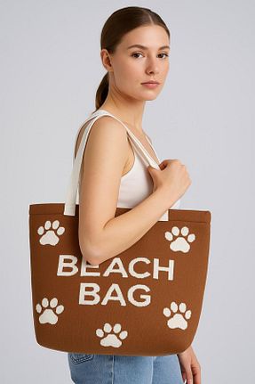 کیف ساحلی قهوه ای زنانه پارچه ای Sebir Moda - کد 936802008