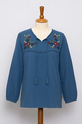 بلوز آبی زنانه ساده nacar çarşı - کد 937883911