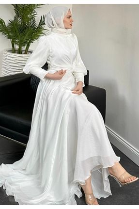 لباس مجلسی حجاب سفید زنانه پلی استر GÜZELLER - کد 938124862