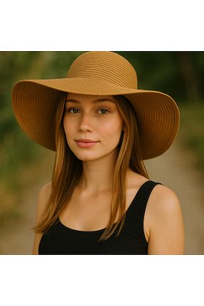 کلاه قهوه ای زنانه حصیر FRESCO SCARFS - کد 833617758