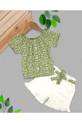 ست بالاتنه و پائین تنه سبز بچه گانه بافتنی Ege Bebek - کد 678312220