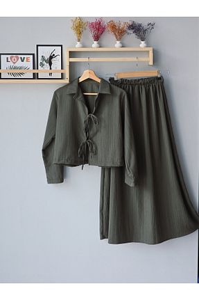 ست بالاتنه و پائین تنه خاکی زنانه لیکرا ENDAMIM - کد 938132887