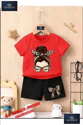 ست بالاتنه و پائین تنه قرمز بچه گانه بافت SS SİNSER - کد 938144597