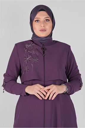 مانتو بلند حجاب بنفش زنانه Alvina - کد 868839735