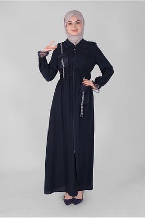 مانتو بلند حجاب سرمه ای زنانه Alvina - کد 868839365
