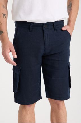 شلوارک و برمودا سرمه ای مردانه کتان muzzo jeans - کد 105619930