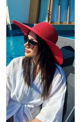 کلاه قرمز زنانه حصیر Luminos Butik - کد 812464680