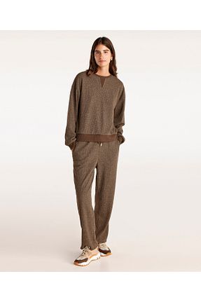 شلوار کرمگن قهوه ای زنانه پاچه گشاد Yargıcı - کد 858646394