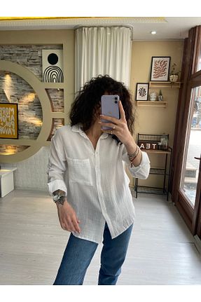 پیراهن سفید زنانه گشاد Sinemsi Butik - کد 938077915