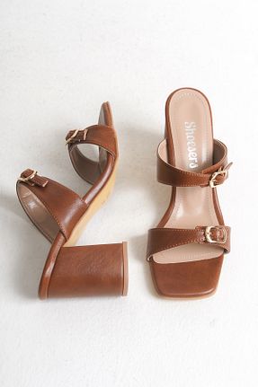 کفش پاشنه بلند کلاسیک قهوه ای زنانه چرم مصنوعی Shoesers - کد 938090704