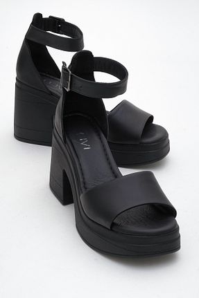 صندل مشکی زنانه پاشنه پلتفرم luvishoes - کد 938094835