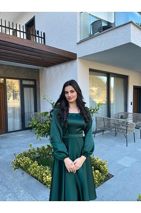 لباس مجلسی و فارغ التحصیلی سبز زنانه ساتن essolaria - کد 905370750