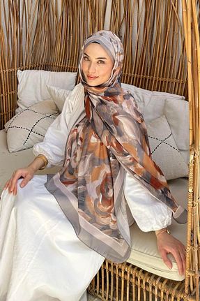 شال طوسی زنانه پنبه ای lamelif - کد 935800569