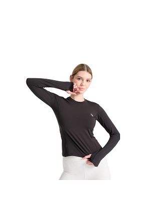 تیشرت اسپرت مشکی زنانه اسلیم DOMİN SPOR - کد 917550203
