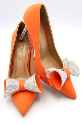 کفش استایلیتو نارنجی پاشنه نازک lescarpe - کد 897206082