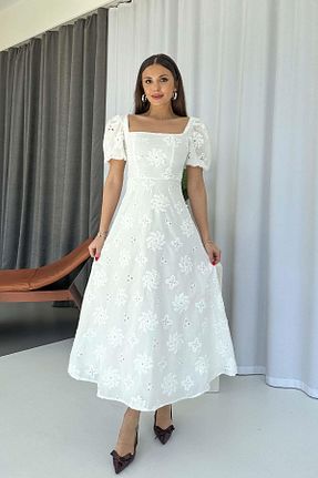 لباس سفید زنانه بافتنی Mine Tan Butik - کد 925970044
