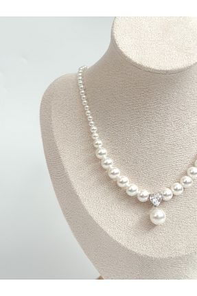 گردنبند مروارید سفید مروارید آب شیرین Zey Jewellery - کد 938143812