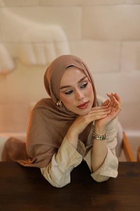 شال قهوه ای زنانه پنبه ای Modakaşmir - کد 845606497