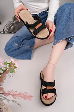 دمپائی مشکی زنانه حصیر TOGET - کد 938154830