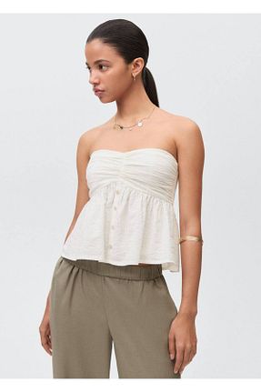 بلوز سفید زنانه ساده MANGO Teen - کد 929756301