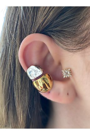 گوشواره غضروفی جواهر مشکی زنانه برنجی Pinery Jewels - کد 938238777