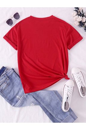 تیشرت سایز بزرگ قرمز زنانه Relaxed LUNAVISTA - کد 938420631