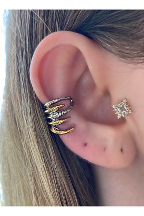 گوشواره غضروفی جواهر سفید زنانه برنجی Pinery Jewels - کد 938238785