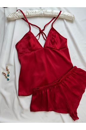 ست لباس راحتی قرمز زنانه ساده ROZENİN LINGERIE - کد 938408114