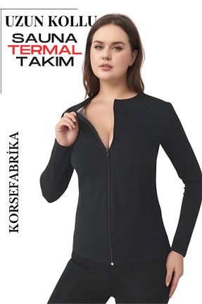 ست بالاتنه و پائین تنه مشکی زنانه بافتنی KORSEFABRİKA - کد 926879562