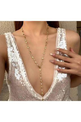 گردنبند جواهر زرد زنانه برنجی Tudivanyu Aksesuar - کد 938340014