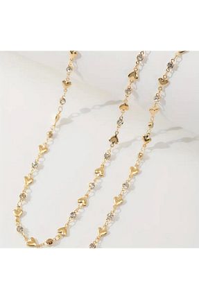 گردنبند جواهر زرد زنانه برنجی Tudivanyu Aksesuar - کد 938340014
