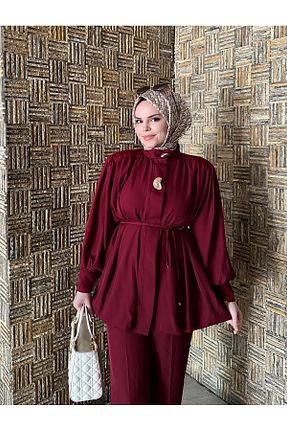 ست بالاتنه و پائین تنه حجاب زرشکی زنانه رگولار Nuesscollection - کد 937577042