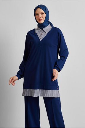 تونیک حجاب سرمه ای زنانه مخلوط پلی استر Alvina - کد 938362522